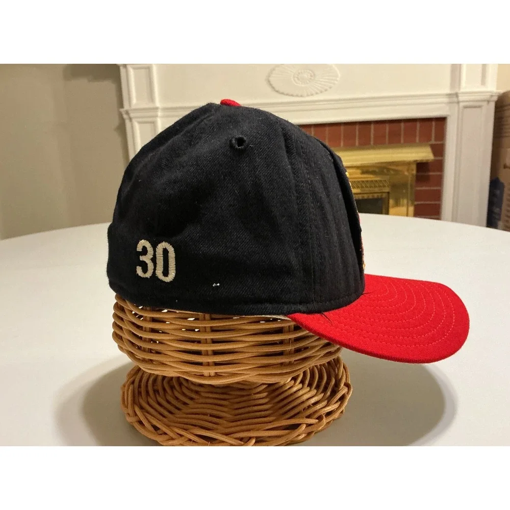 VTG USA Made New Era 59FIFTY Burlington Bees Kid Fitted‎ Hat 6 3/4 Navy Red MiLB